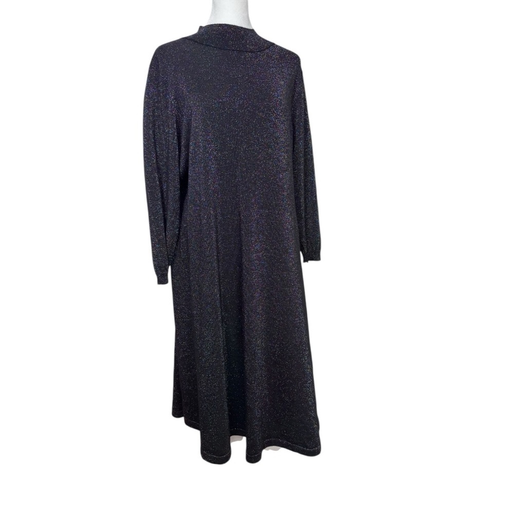 Lane Bryant Sparkle Mock Neck Midi Dress – Black Multicolor Metallic Knit 18/20